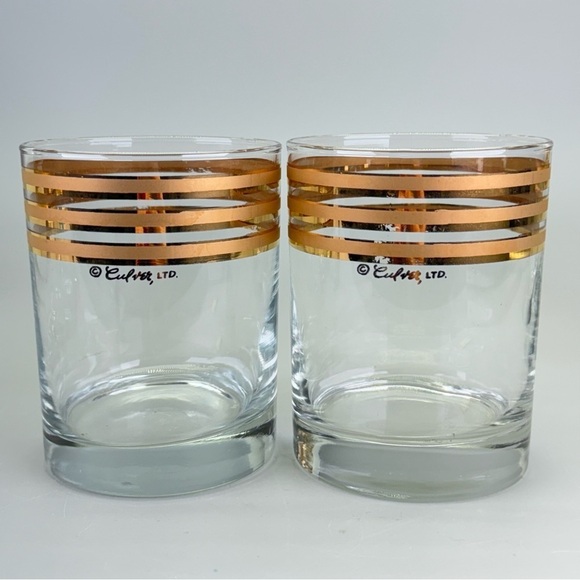 Vintage Mid Century Culver 22kt 
Gold Banded Glasses - Picture 5 of 12